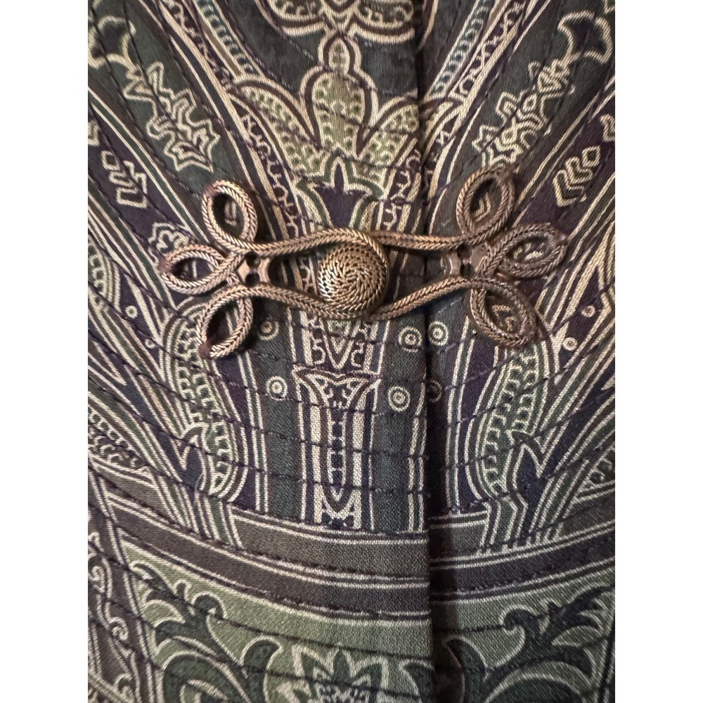 Linda Allard Ellen Tracy Paisley Print Button Up Mandarin Collar wool silk - Picture 5 of 9